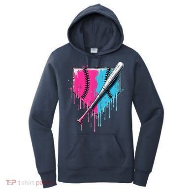Baseball Home Plate Drip With Sprinkles Drip Ice Cream Bat Women's Hoodie