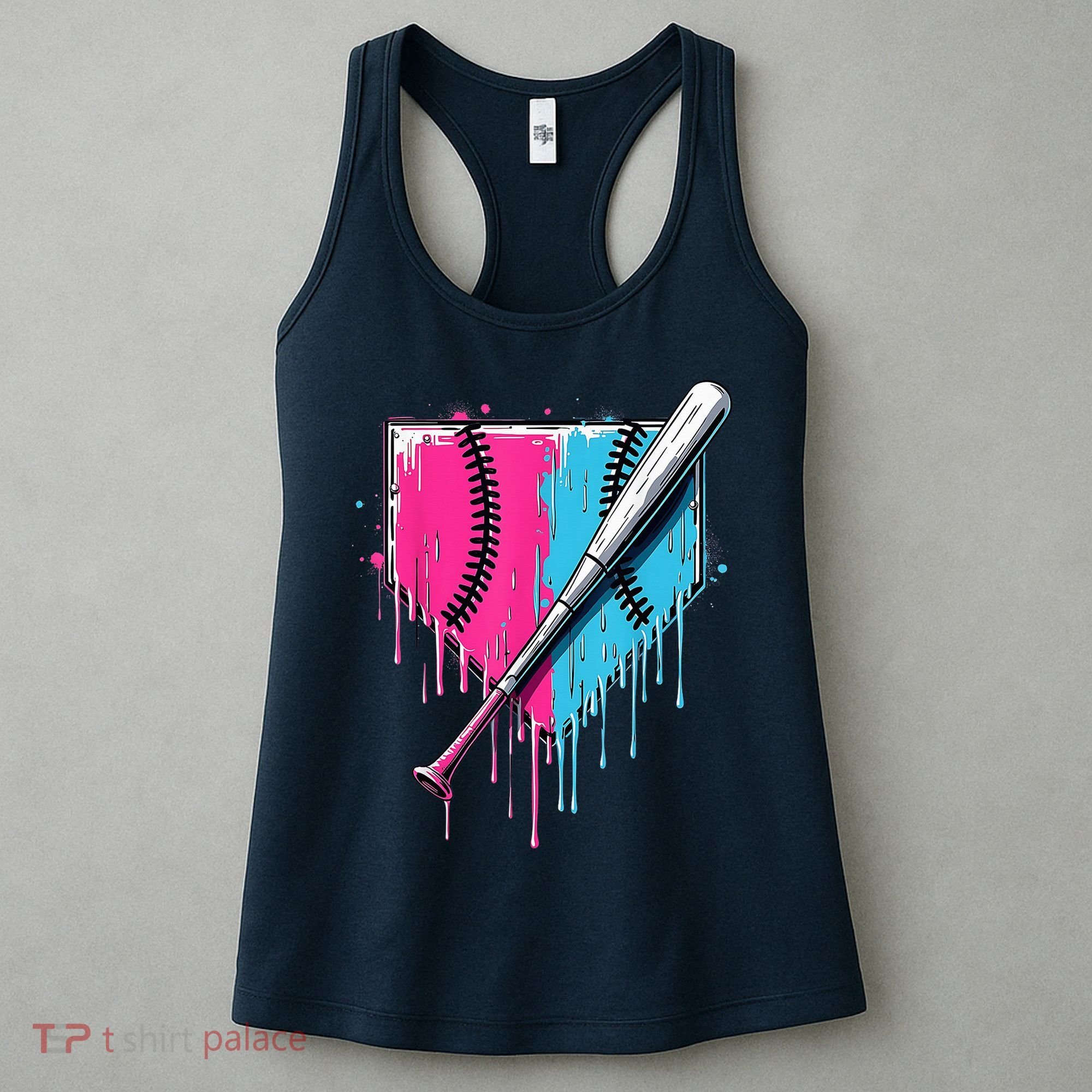Baseball Home Plate Drip With Sprinkles Drip Ice Cream Bat Women's Tank Top