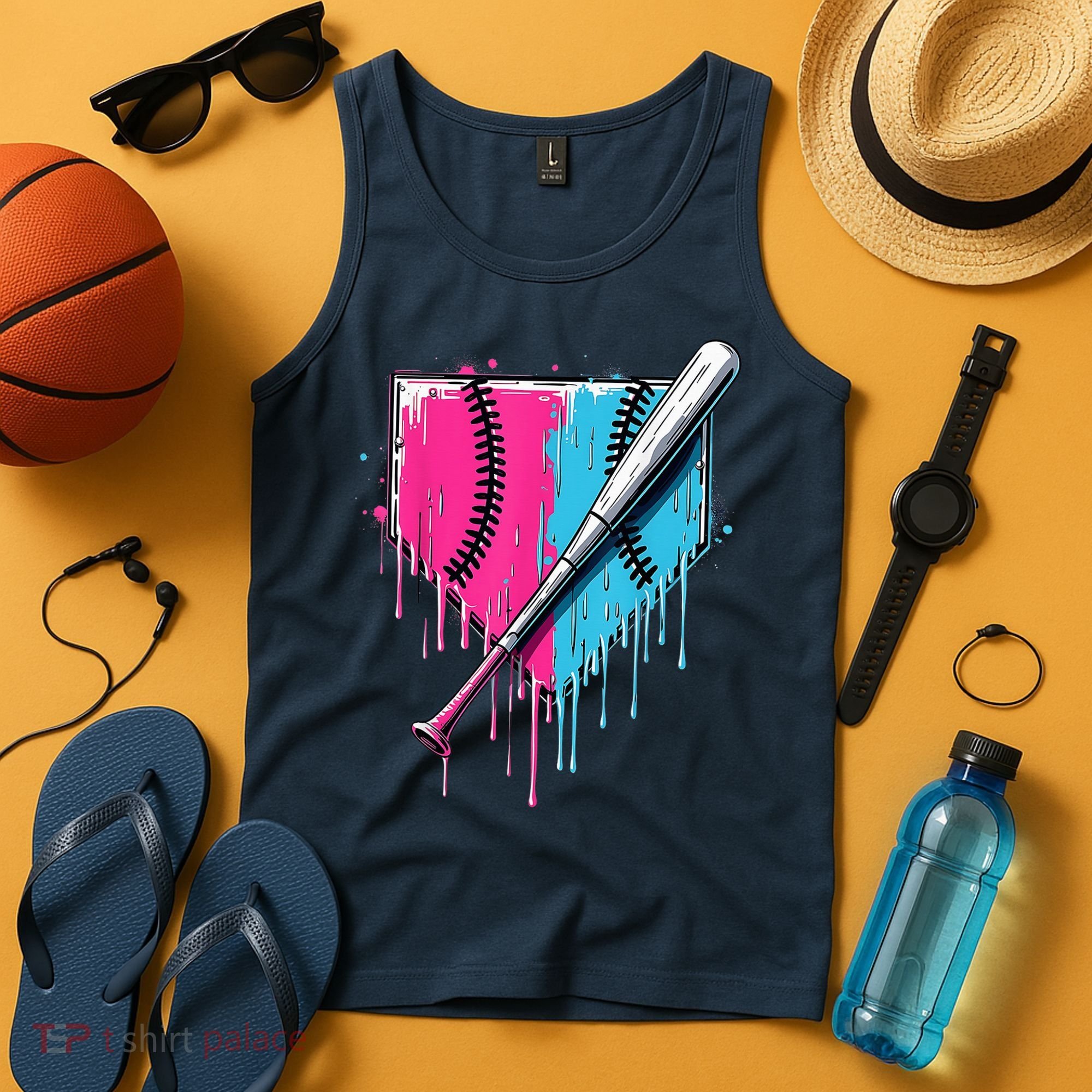 Baseball Home Plate Drip With Sprinkles Drip Ice Cream Bat Tank Top