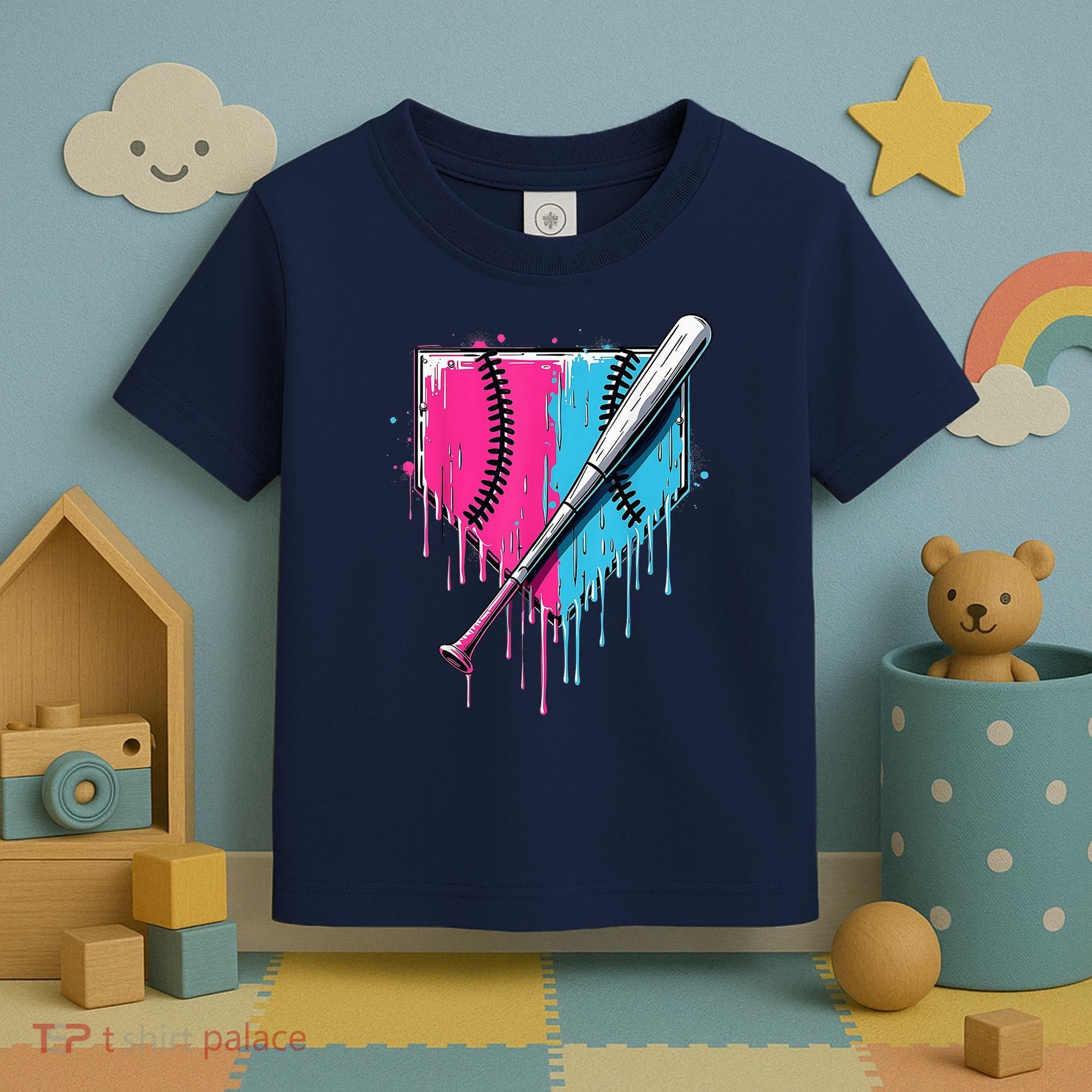 Baseball Home Plate Drip With Sprinkles Drip Ice Cream Bat Toddler T-Shirt