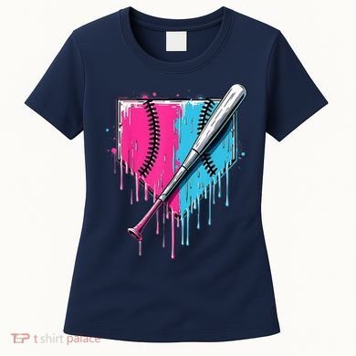 Baseball Home Plate Drip With Sprinkles Drip Ice Cream Bat Women's T-Shirt