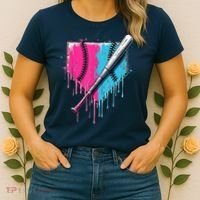 Baseball Home Plate Drip With Sprinkles Drip Ice Cream Bat Women's T-Shirt thumb 2