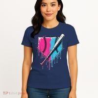 Baseball Home Plate Drip With Sprinkles Drip Ice Cream Bat Women's T-Shirt thumb 4