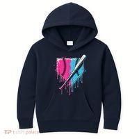 Baseball Home Plate Drip With Sprinkles Drip Ice Cream Bat Kids Hoodie thumb 0