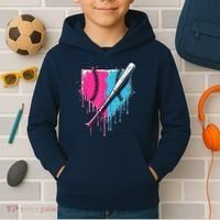 Baseball Home Plate Drip With Sprinkles Drip Ice Cream Bat Kids Hoodie thumb 2