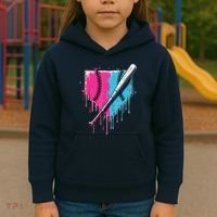 Baseball Home Plate Drip With Sprinkles Drip Ice Cream Bat Kids Hoodie thumb 3