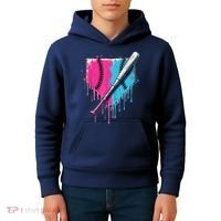 Baseball Home Plate Drip With Sprinkles Drip Ice Cream Bat Kids Hoodie thumb 4