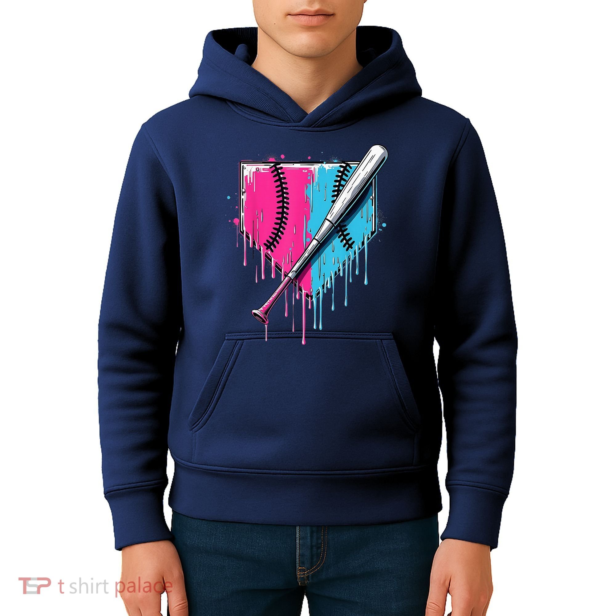 Baseball Home Plate Drip With Sprinkles Drip Ice Cream Bat Kids Hoodie