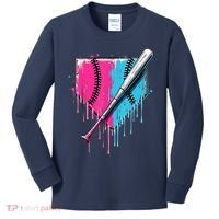 Baseball Home Plate Drip With Sprinkles Drip Ice Cream Bat Kids Long Sleeve Shirt thumb 0