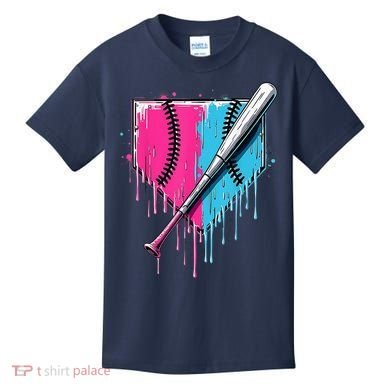 Baseball Home Plate Drip With Sprinkles Drip Ice Cream Bat Kids T-Shirt