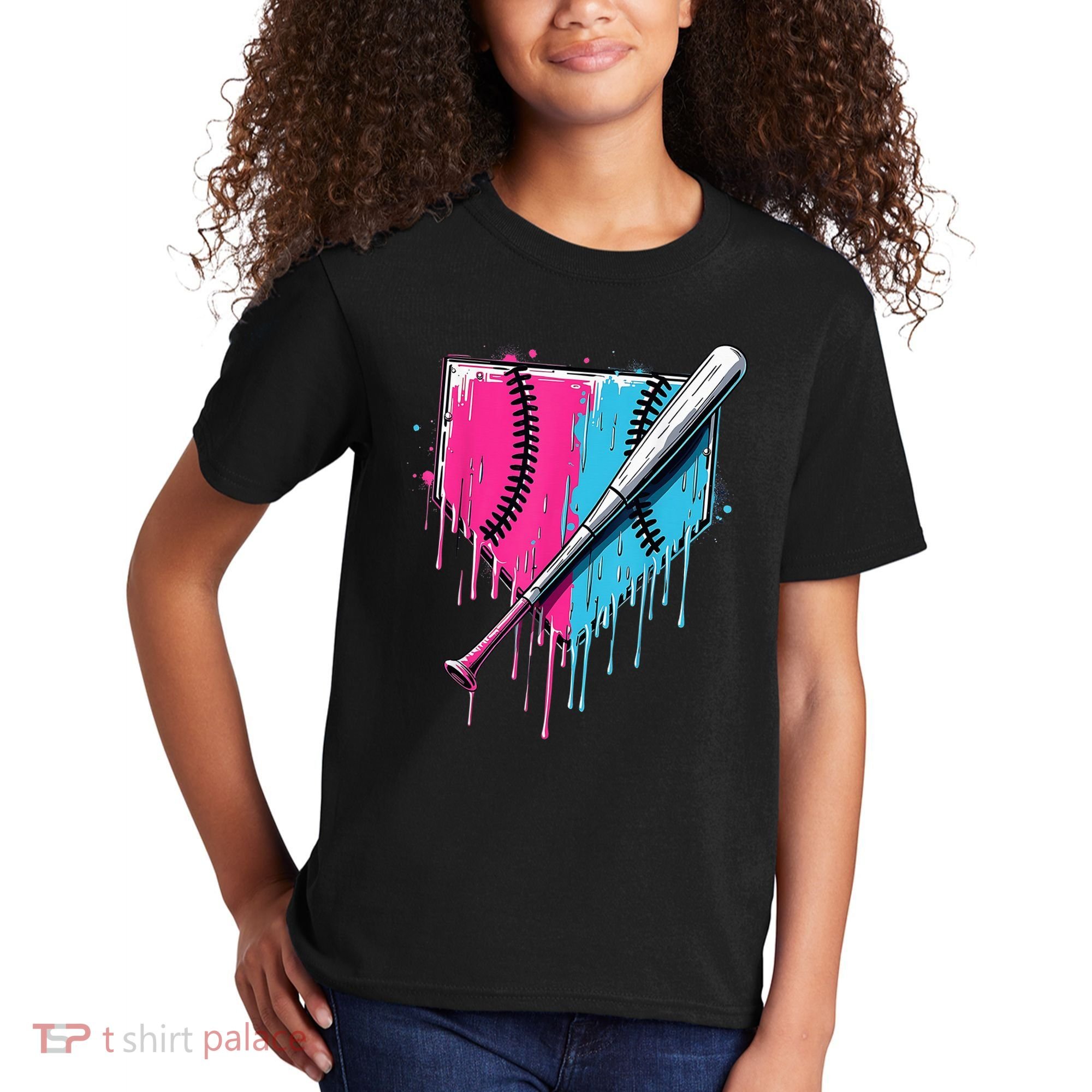 Baseball Home Plate Drip With Sprinkles Drip Ice Cream Bat Kids T-Shirt