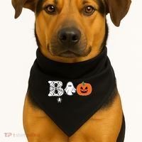Boo Halloween Pumpkin Festive USA-Made Doggie Bandana thumb 1