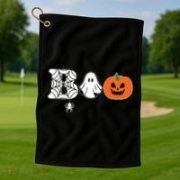 Boo Halloween Pumpkin Festive Golf Towel thumb 1