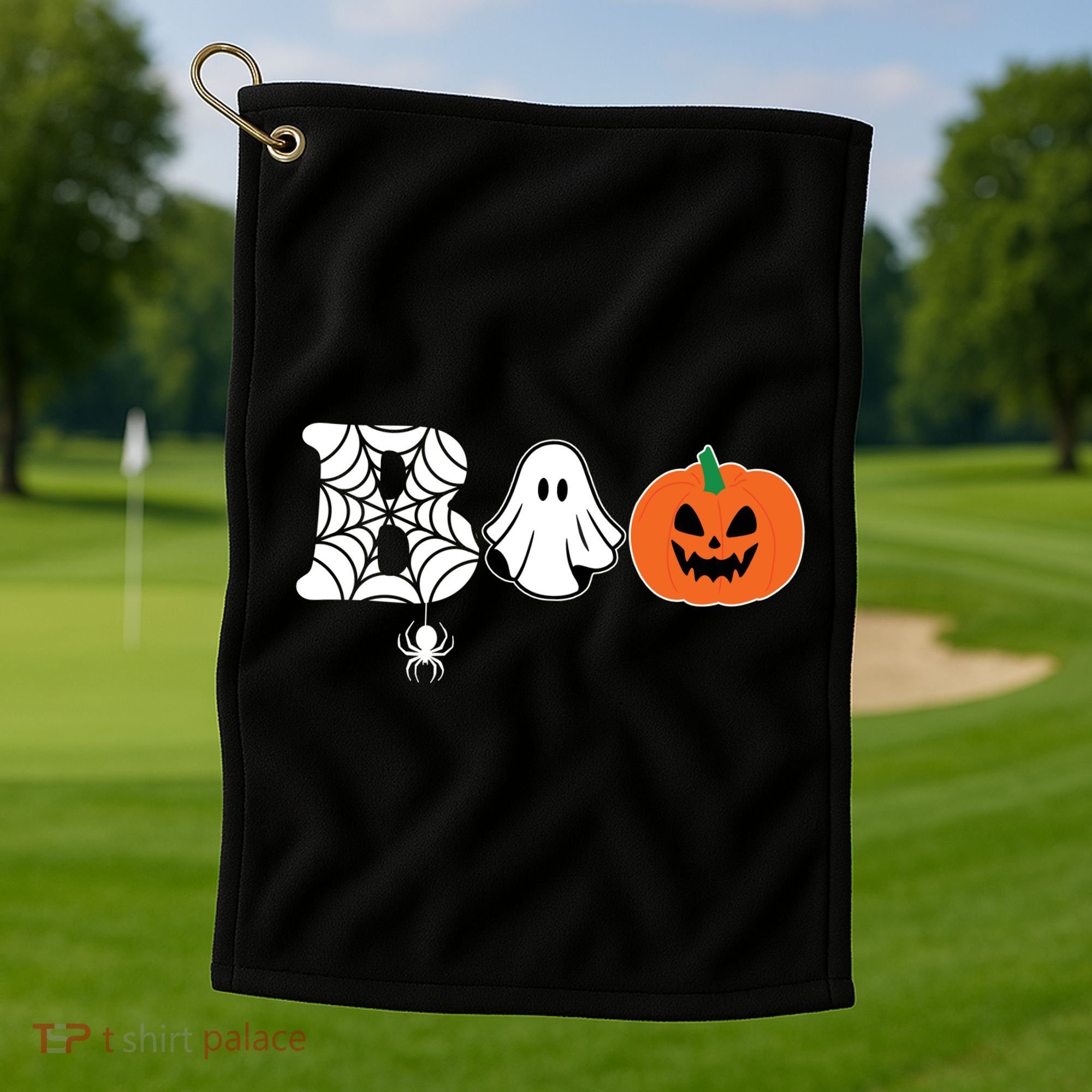 Boo Halloween Pumpkin Festive Golf Towel