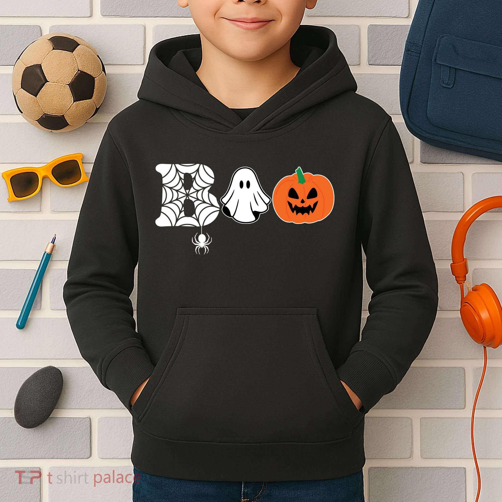 Boo Halloween Pumpkin Festive Kids Hoodie
