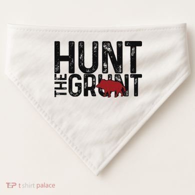 Boar Hog Pig Hunting Hunt The Grunt Funny Hog Hunter USA-Made Doggie Bandana