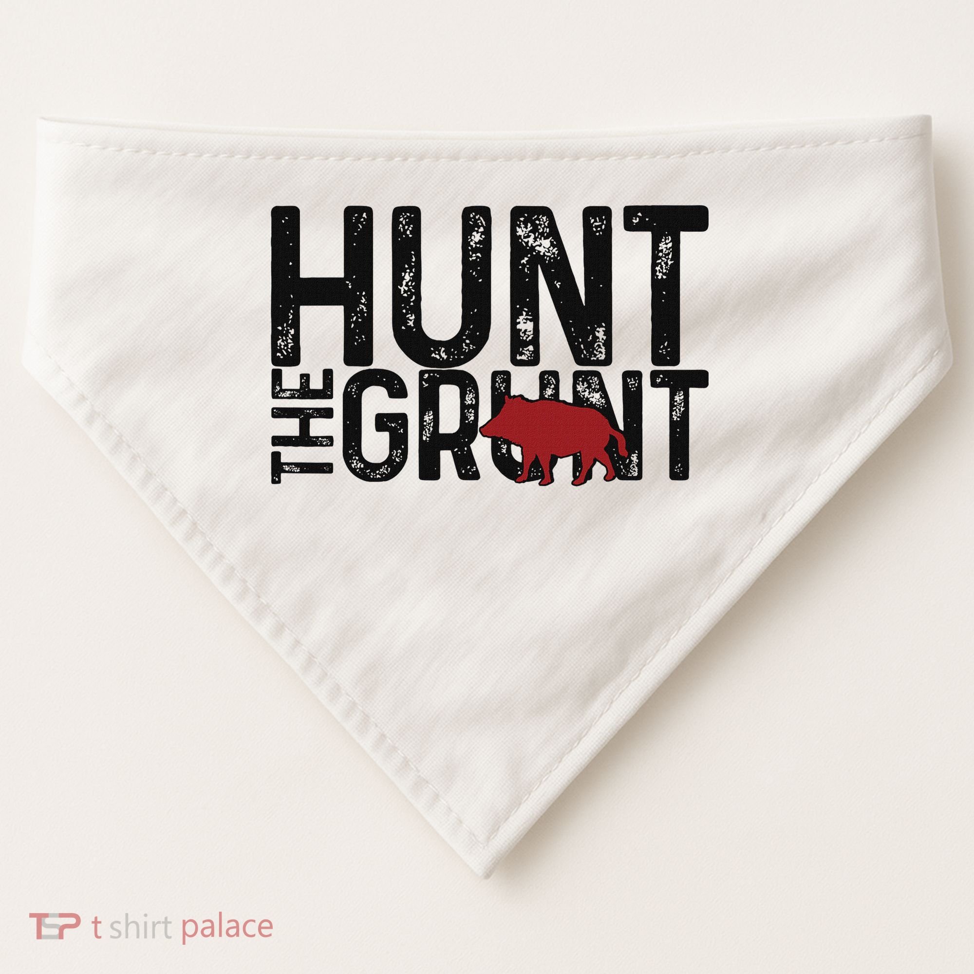 Boar Hog Pig Hunting Hunt The Grunt Funny Hog Hunter USA-Made Doggie Bandana