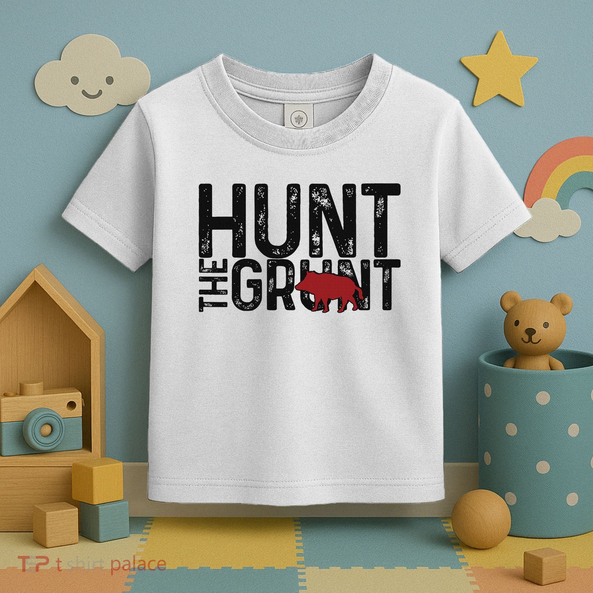 Boar Hog Pig Hunting Hunt The Grunt Funny Hog Hunter Toddler T-Shirt