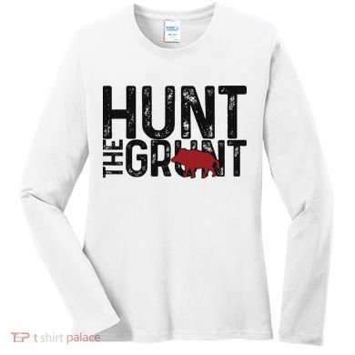 Boar Hog Pig Hunting Hunt The Grunt Funny Hog Hunter Women's Long Sleeve Shirt