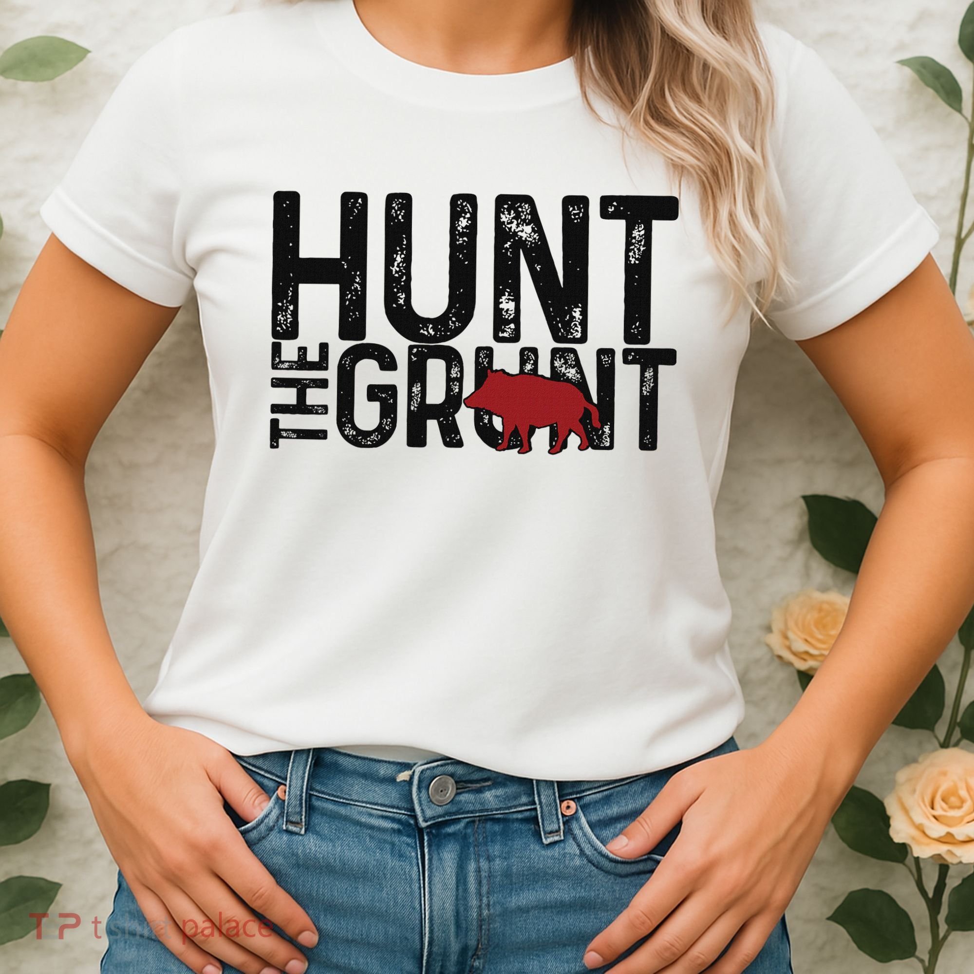 Boar Hog Pig Hunting Hunt The Grunt Funny Hog Hunter Women's T-Shirt