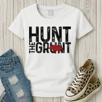 Boar Hog Pig Hunting Hunt The Grunt Funny Hog Hunter Women's T-Shirt thumb 3