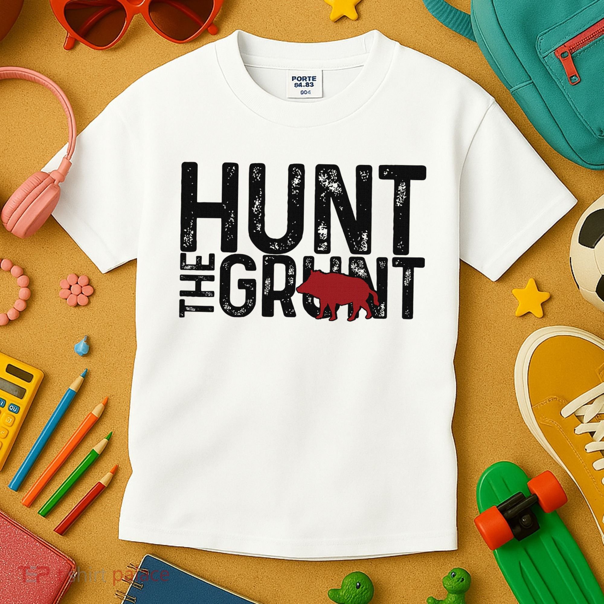 Boar Hog Pig Hunting Hunt The Grunt Funny Hog Hunter Kids T-Shirt