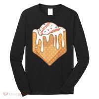 Baseball Home Plate Drip Ice Cream Spinkle Baseball Home Plate Ice Cream Drip Fun Sports Lover Long Sleeve Shirt thumb 0