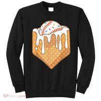 Baseball Home Plate Drip Ice Cream Spinkle Baseball Home Plate Ice Cream Drip Fun Sports Lover Sweatshirt thumb 0
