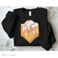 Baseball Home Plate Drip Ice Cream Spinkle Baseball Home Plate Ice Cream Drip Fun Sports Lover Sweatshirt thumb 2