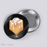 Baseball Home Plate Drip Ice Cream Spinkle Baseball Home Plate Ice Cream Drip Fun Sports Lover Button thumb 0