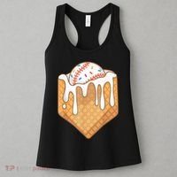 Baseball Home Plate Drip Ice Cream Spinkle Baseball Home Plate Ice Cream Drip Fun Sports Lover Women's Tank Top thumb 3