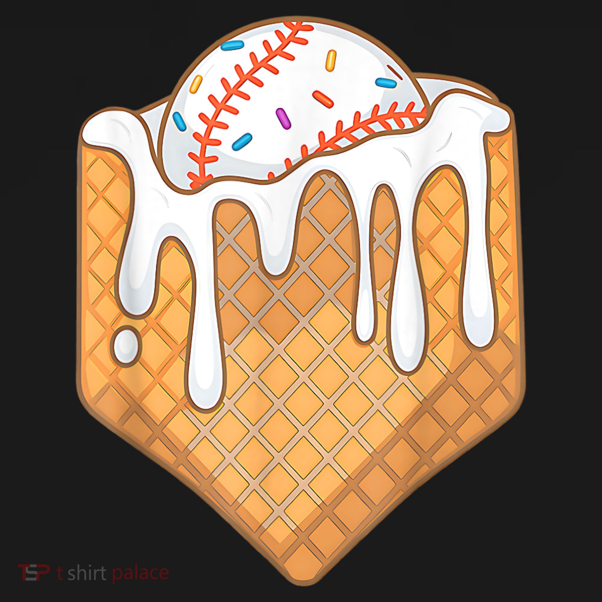 Baseball Home Plate Drip Ice Cream Spinkle Baseball Home Plate Ice Cream Drip Fun Sports Lover Women's Tank Top