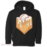 Baseball Home Plate Drip Ice Cream Spinkle Baseball Home Plate Ice Cream Drip Fun Sports Lover Toddler Hoodie thumb 0