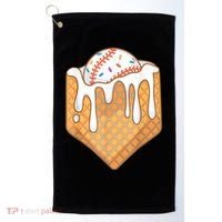 Baseball Home Plate Drip Ice Cream Spinkle Baseball Home Plate Ice Cream Drip Fun Sports Lover Golf Towel thumb 0