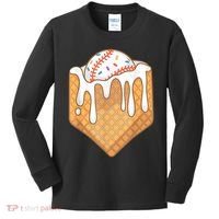 Baseball Home Plate Drip Ice Cream Spinkle Baseball Home Plate Ice Cream Drip Fun Sports Lover Kids Long Sleeve Shirt thumb 0