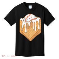 Baseball Home Plate Drip Ice Cream Spinkle Baseball Home Plate Ice Cream Drip Fun Sports Lover Kids T-Shirt thumb 0