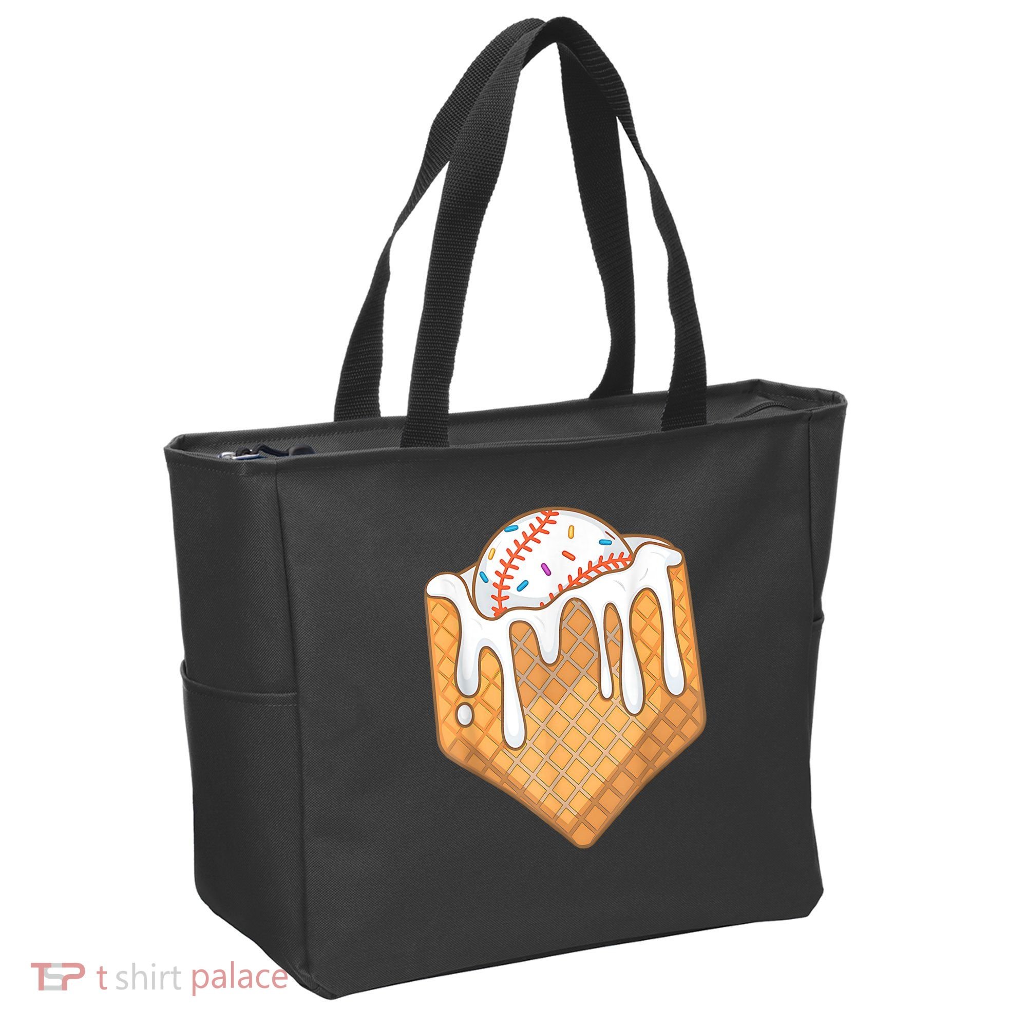 Baseball Home Plate Drip Ice Cream Spinkle Baseball Home Plate Ice Cream Drip Fun Sports Lover Tote Bag