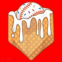 Baseball Home Plate Drip Ice Cream Spinkle Baseball Home Plate Ice Cream Drip Fun Sports Lover Santa Hat thumb 1
