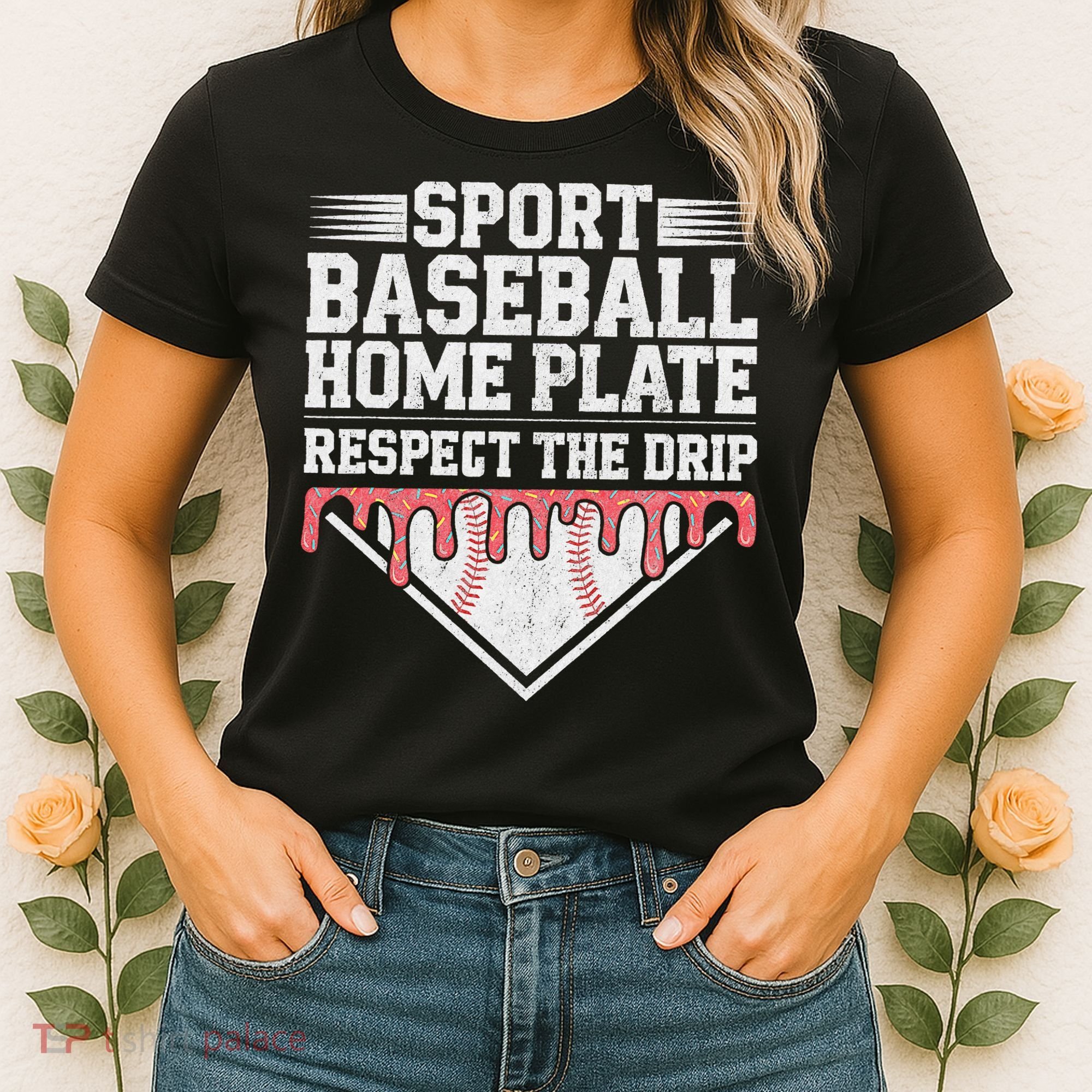 Baseball Home Plate Drip For Respect The Drip Ice Cream Women's T-Shirt