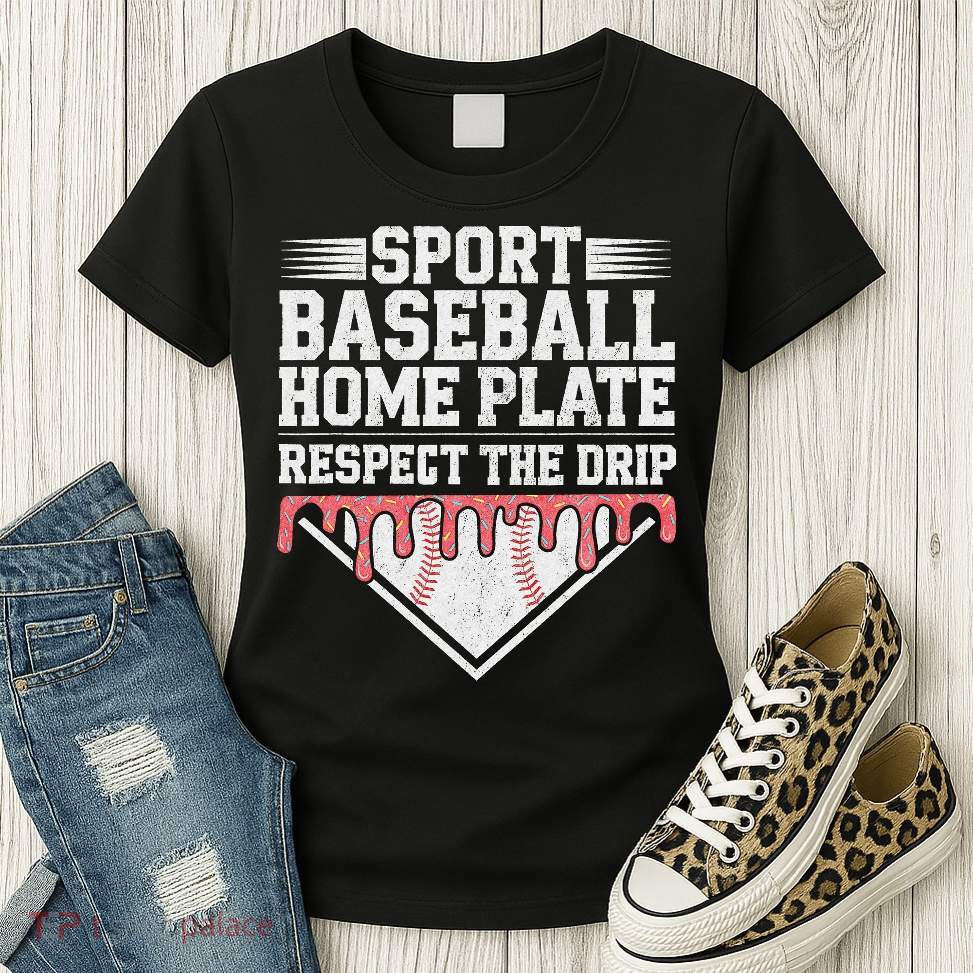 Baseball Home Plate Drip For Respect The Drip Ice Cream Women's T-Shirt