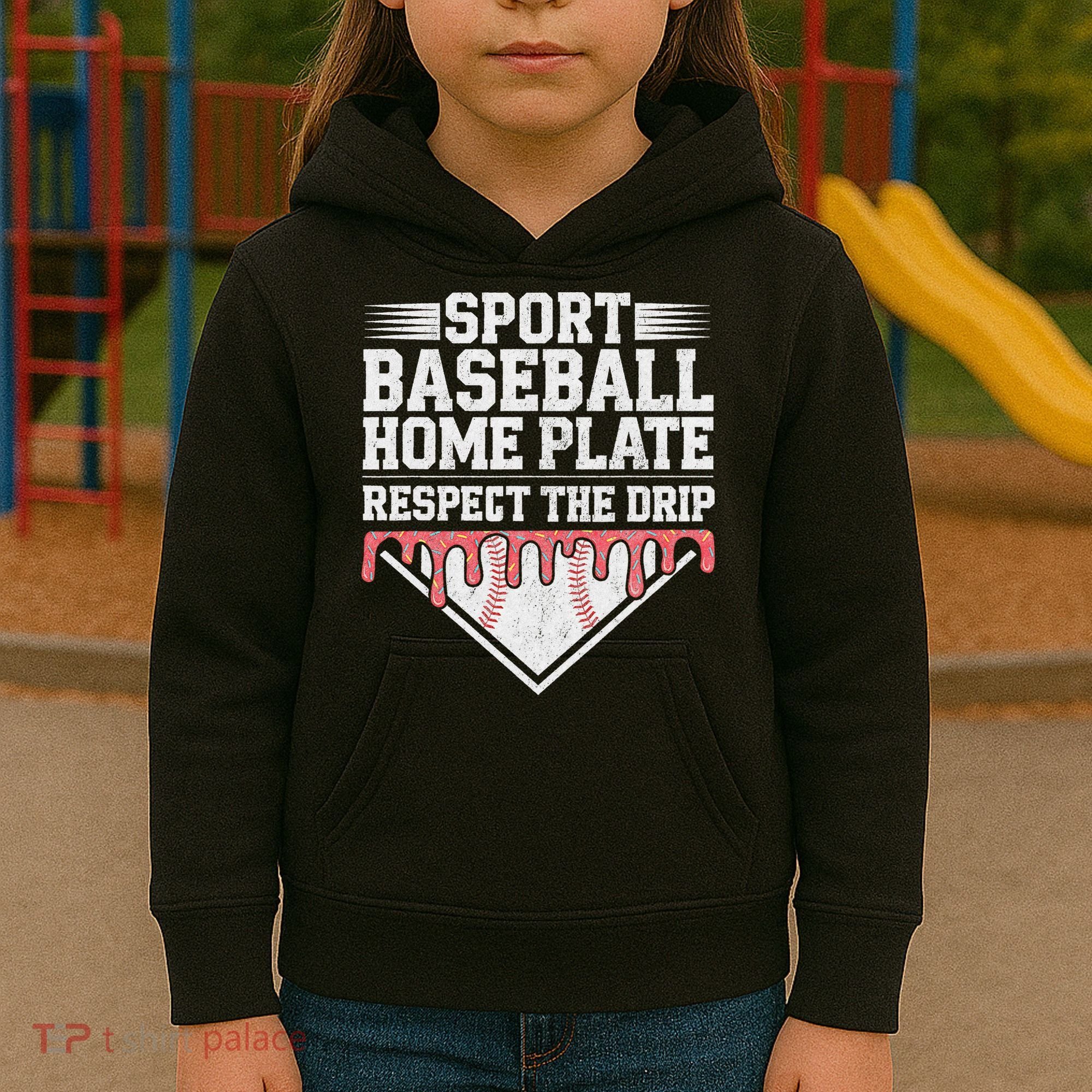 Baseball Home Plate Drip For Respect The Drip Ice Cream Kids Hoodie