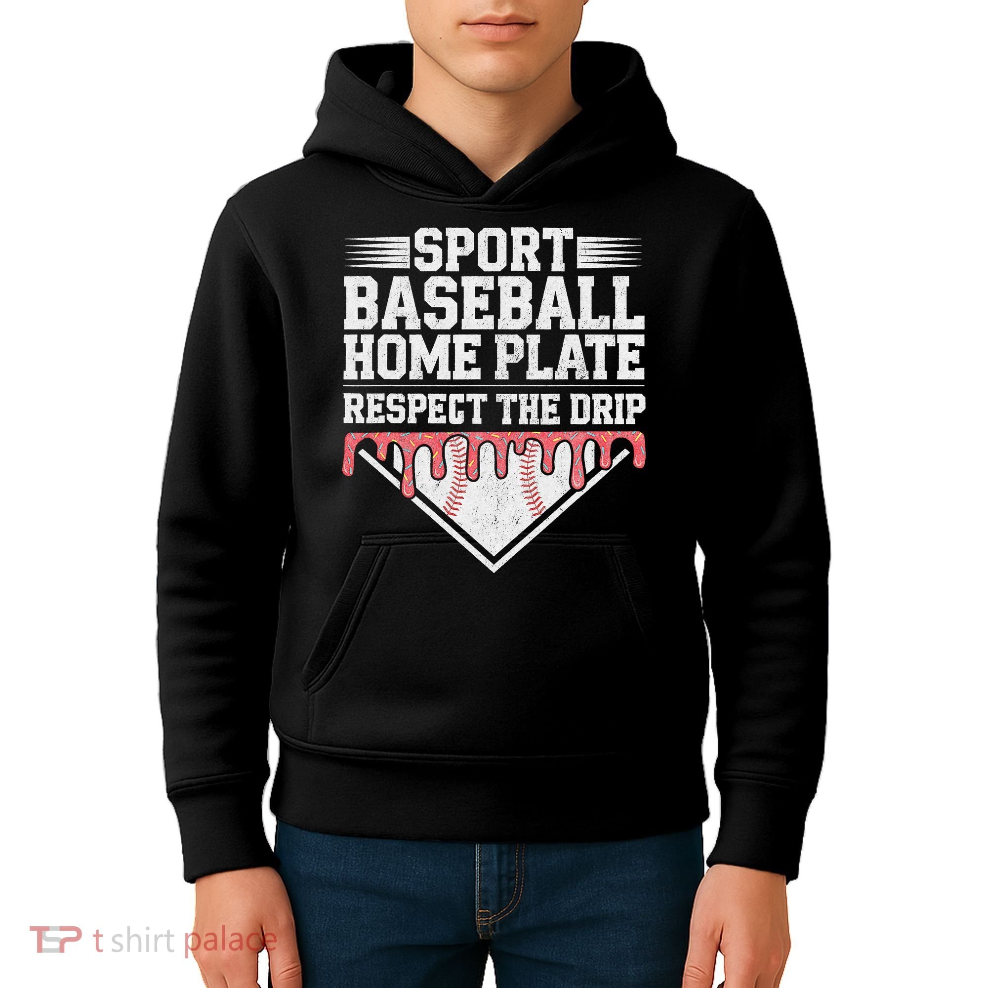 Baseball Home Plate Drip For Respect The Drip Ice Cream Kids Hoodie