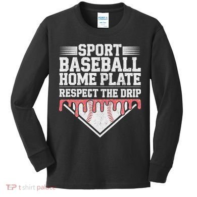 Baseball Home Plate Drip For Respect The Drip Ice Cream Kids Long Sleeve Shirt