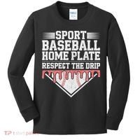 Baseball Home Plate Drip For Respect The Drip Ice Cream Kids Long Sleeve Shirt thumb 0