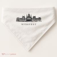 Budapest Hungarian Parliament Retro Skyline I Love Budapest USA-Made Doggie Bandana thumb 0