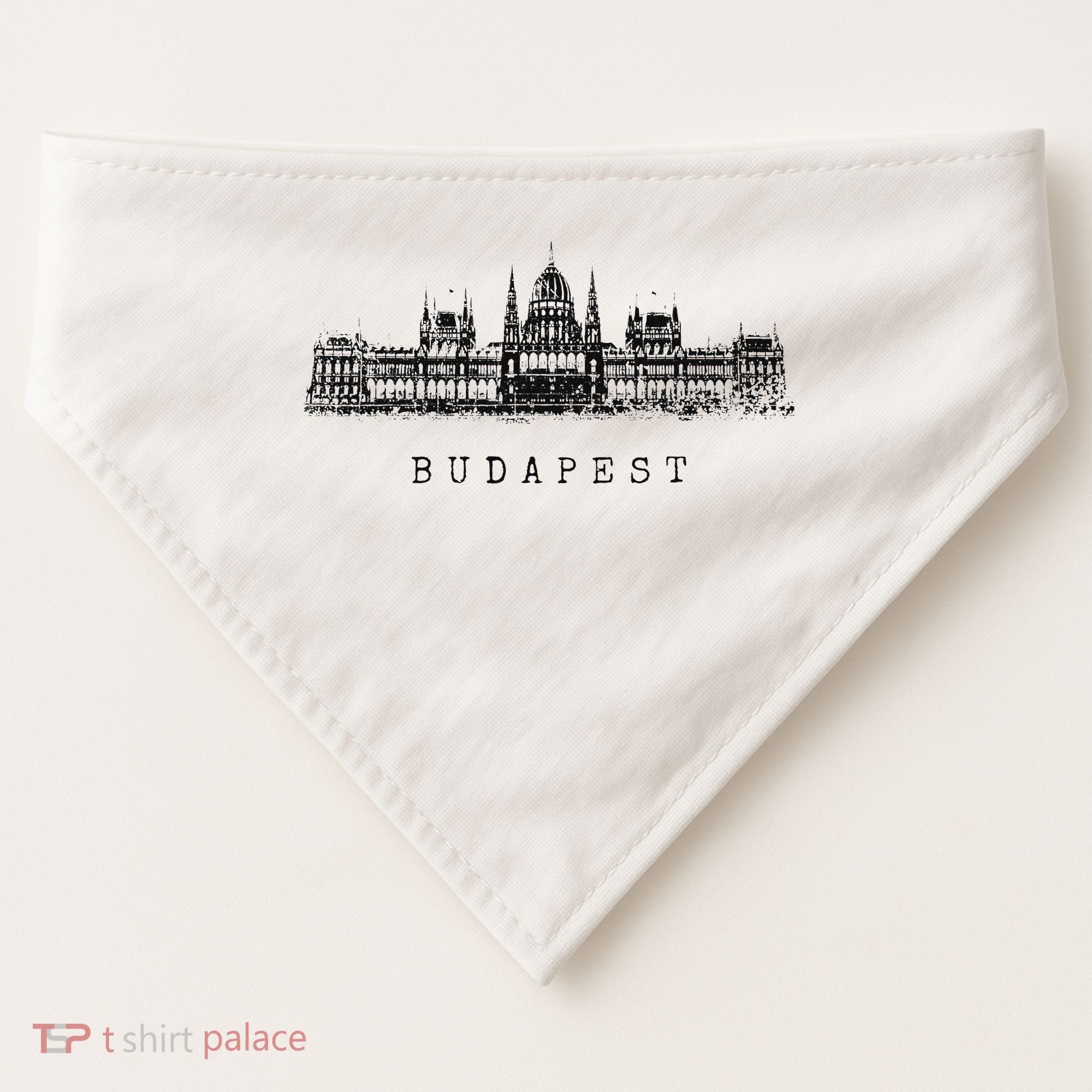 Budapest Hungarian Parliament Retro Skyline I Love Budapest USA-Made Doggie Bandana