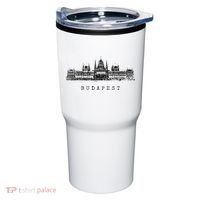 Budapest Hungarian Parliament Retro Skyline I Love Budapest Tumbler thumb 0