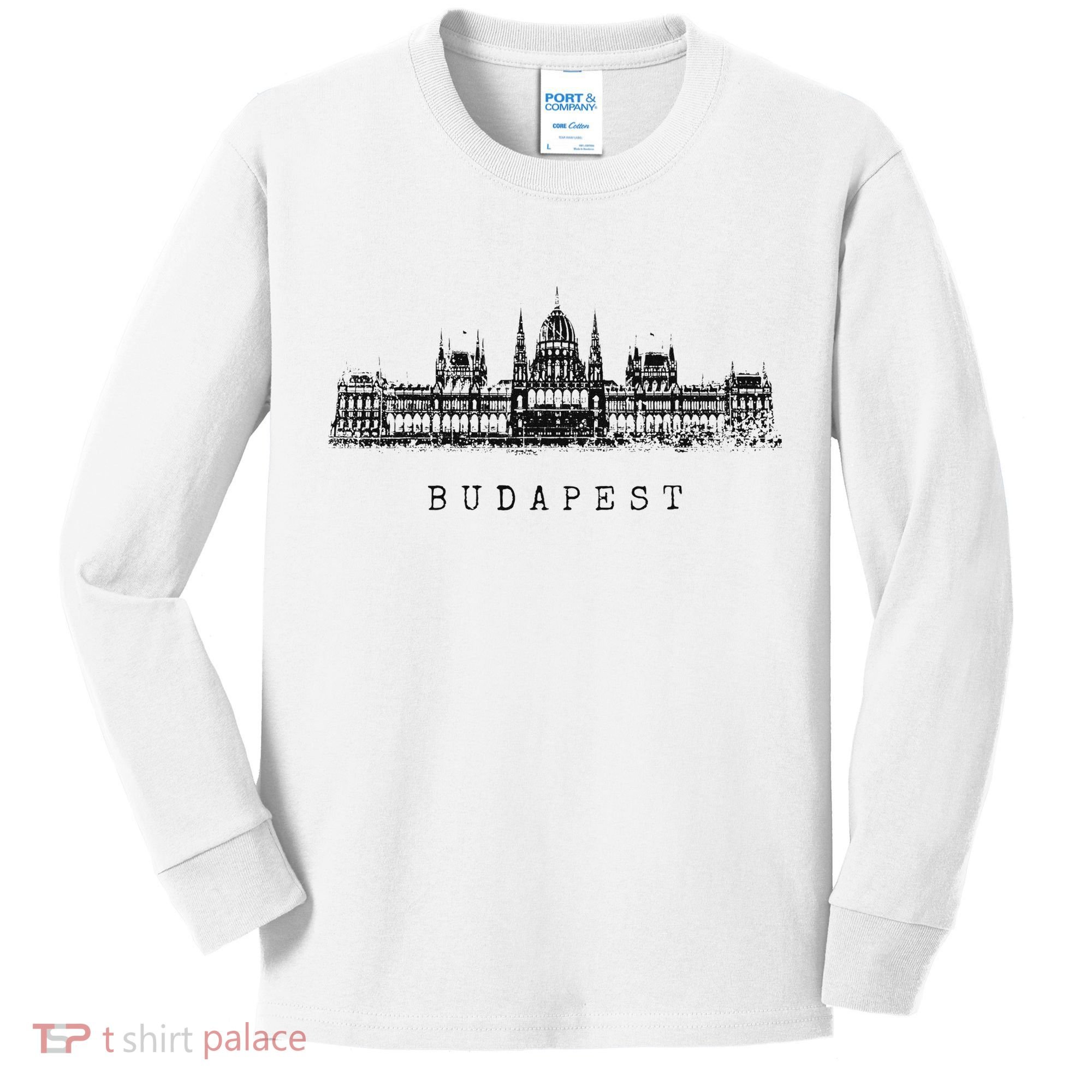 Budapest Hungarian Parliament Retro Skyline I Love Budapest Kids Long Sleeve Shirt
