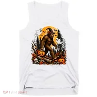 Bigfoot Halloween Pumpkins And Ghosts Sasquatch Tank Top thumb 0