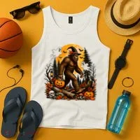 Bigfoot Halloween Pumpkins And Ghosts Sasquatch Tank Top thumb 4